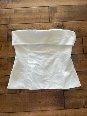Babaton White Element Strapless Fold-Over Tube Top